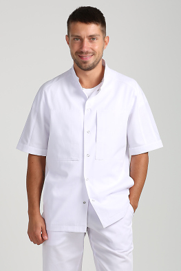 Мужская белая медицинская куртка КИ301