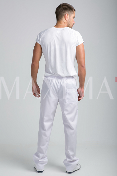 Мужские белые медицинские брюки Б41