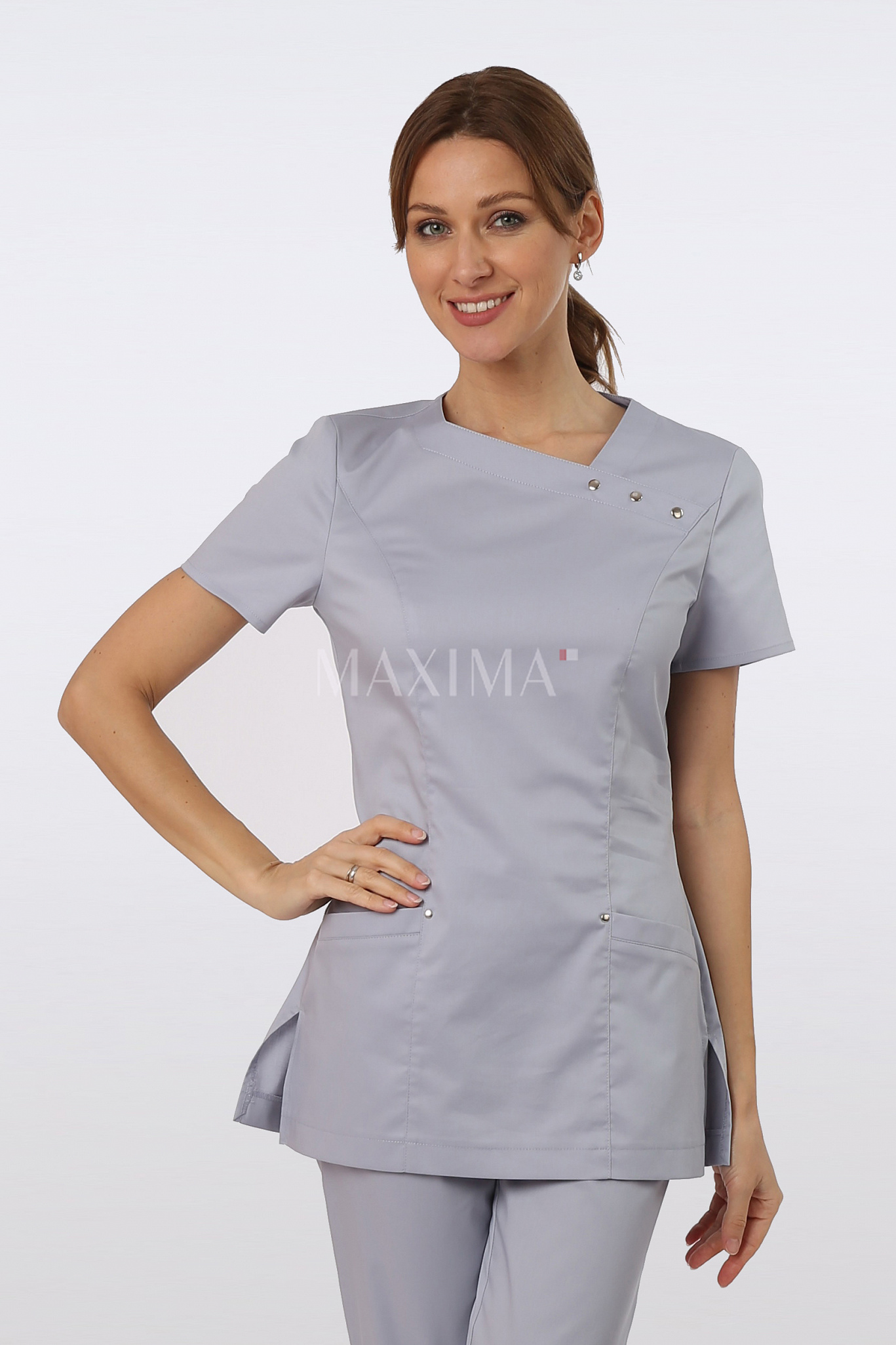 Женская хирургическая куртка "Эмилия" серебро