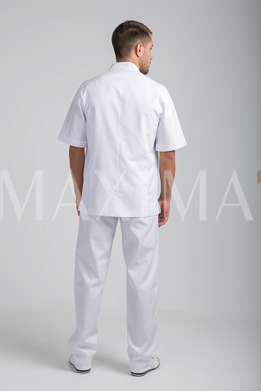 Мужская белая медицинская куртка КИ301